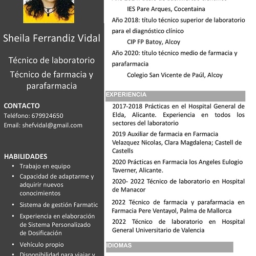 Aspirante a vacante para técnico de farmacia y parafarmacia 