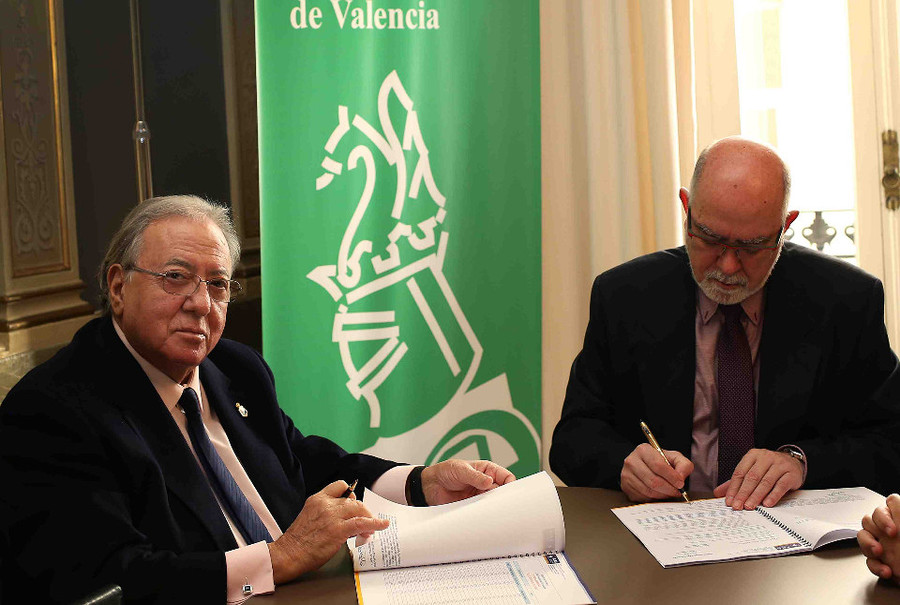 Jaime Giner, presidente del Colegio, y Diego Murillo, presidente de la Mutua